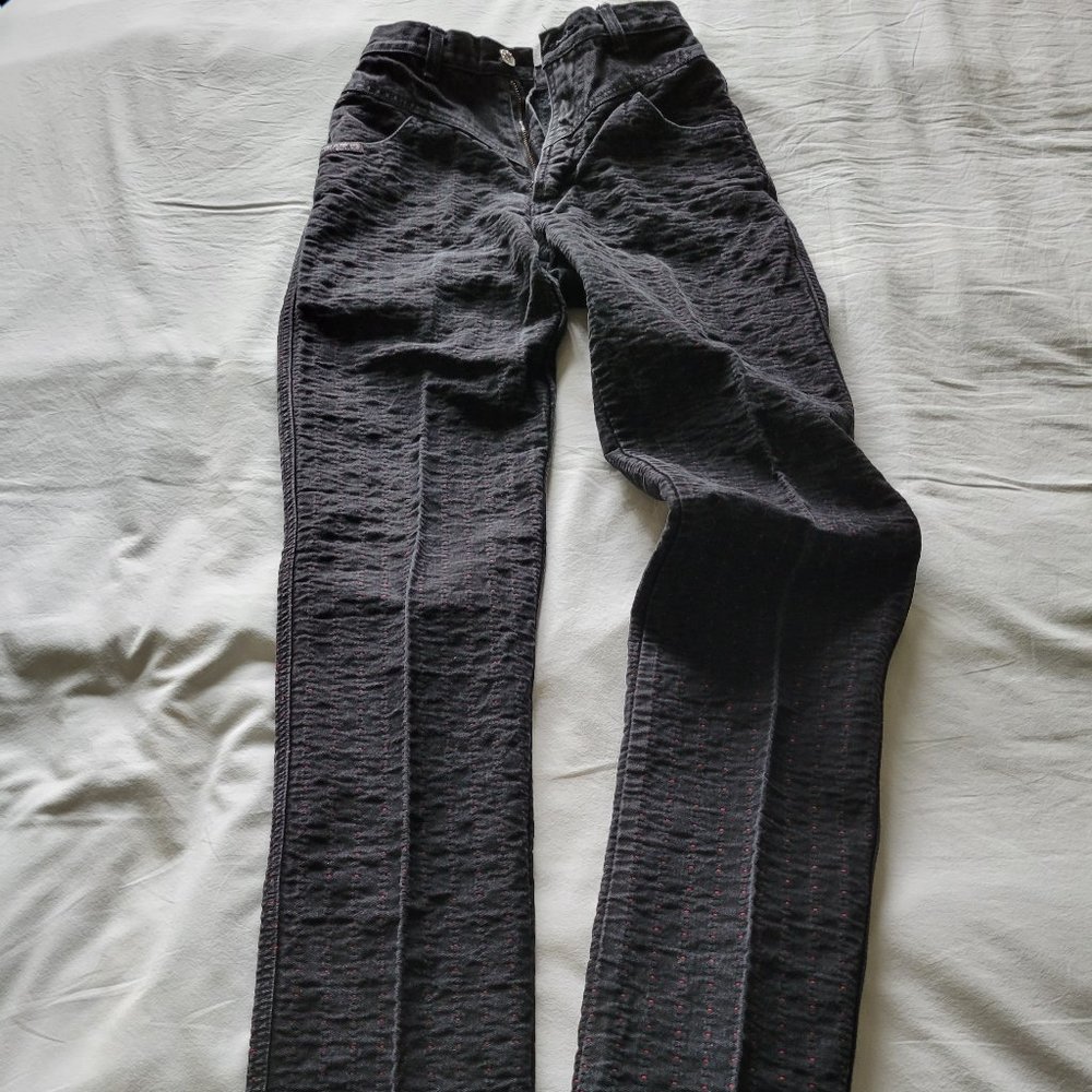 Vintage Blaze ‘Blackfire’ Cowgirl Jeans - XS, Black w/Red Highlights
